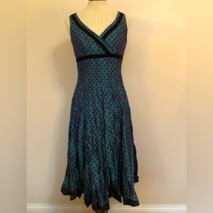 La Vie teal green dress with black polka dots